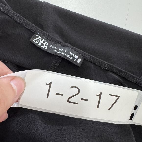 Zara Dress Womens Large Black Spaghetti Strap Midi Slip Minimalist Square Neck - Picture 3 of 7